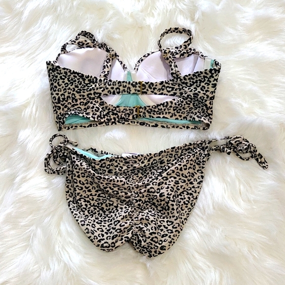 Leopard Print Bustier Bikini Swimsuit - Picture 2 of 4